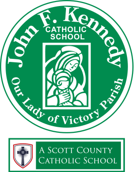 John F. Kennedy Catholic School logo with Scott County Catholic School tag on the bottom.